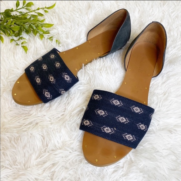 Madewell Shoes - Madewell D’orsay Flat Sandals Navy Aztec 9